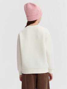 Balabala 疯狂动物城青少年女孩羊毛运动衫,男孩和女孩 2025 年冬季,可爱温暖上衣 - 米白 - 查看 4