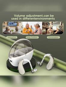 2pcs Rechargeable Hearing , Golden,Blue,Black, USB Charging, 36V Max , Battery 30mAh, Sound Earpieces Charging For Hearing Impaired(No Wireless Property) - Khaki - View 5