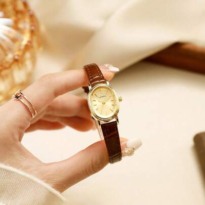 LIANDU Đồng hồ nữ máy quartz, mặt oval, dây da PU, kiểu dáng cổ điển retro. Thích hợp đeo hàng ngày, là món quà lý tưởng cho sinh nhật và các dịp lễ (Không kèm hộp đồng hồ).