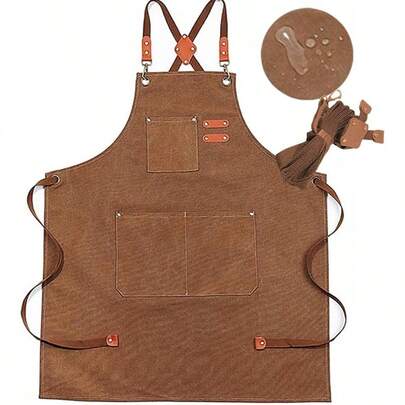 エプロン 作業エプロン 厚手綿 防水 前掛け アウトドア カフェ 美容師 ガーデニング サロン 職人キャンバス ポケット付き 男女兼用