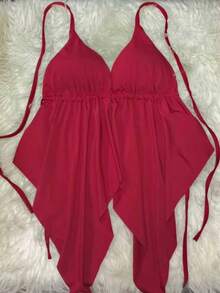 Malibu Top Women's Ruffled Top With Cup - Đỏ - Xem 2