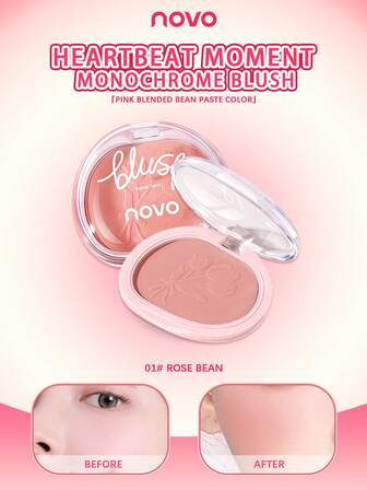 NOVO Highly Pigmented Matte Blush, Natural Puff Up Effect, Brightening, Enhances Complexion, Long-Lasting, Suitable For Natural, Date, And Elegant Makeup Looks