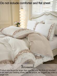 三件套可爱蝴蝶结荷叶边被套组(1个被套+2个枕套,不含被芯),复古优雅风格床上用品,卧室及房间装饰,理想礼物,复古别致家居纺织品 - 彩色 - 查看 8