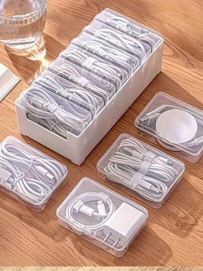 1 Stück neue transparente Mehrkammer-Datenkabel-Aufbewahrungsbox, Kartenemp-fangsset-Aufbewahrungsbox, Ohrring-Ring-Kopfzubehör-Box