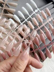 Bộ 120/240 móng giả màu nude hình hạnh nhân, phong cách tối giản thanh lịch, phù hợp cho nữ giới sử dụng hàng ngày (hình hạnh nhân dài vừa). - Nhiều màu - Xem 8