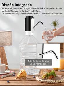 Bebedero eléctrico, bomba de agua recargable para bebederos portátil con interruptor de botella apto para botellas universales de 2 a 5 galones, ideal para el hogar, oficina, viajes, camping. Artefacto mágico de aspiración de agua embotellada con bomba recargable, bebedero, bomba de aspiración, bebedero eléctrico de 5 galones, interruptor portátil recargable por USB. - Negro - Ver 9