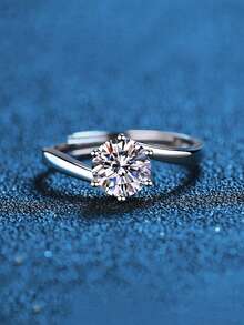 Estuche de regalo Anillo de boda con diamantes de circonita cúbica de lujo y brillo, adecuado para uso en bodas y como regalo del Día de San Valentín para mujeres - Plata #3 - Ver 3