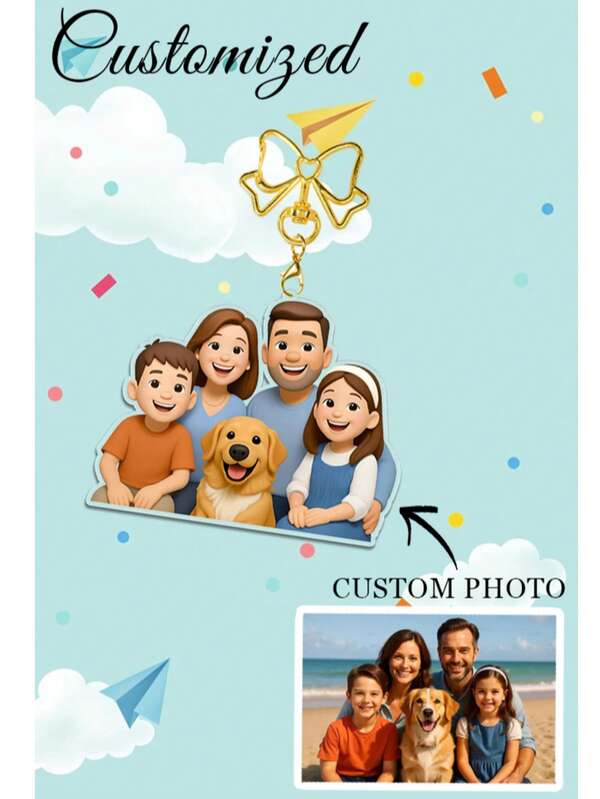 1pc Customizable Halloween Pet Photo Keychain, Personalized Photo Gift For Friends, All-Season Halloween Commemorative Keychain, Birthday/Holiday Gift