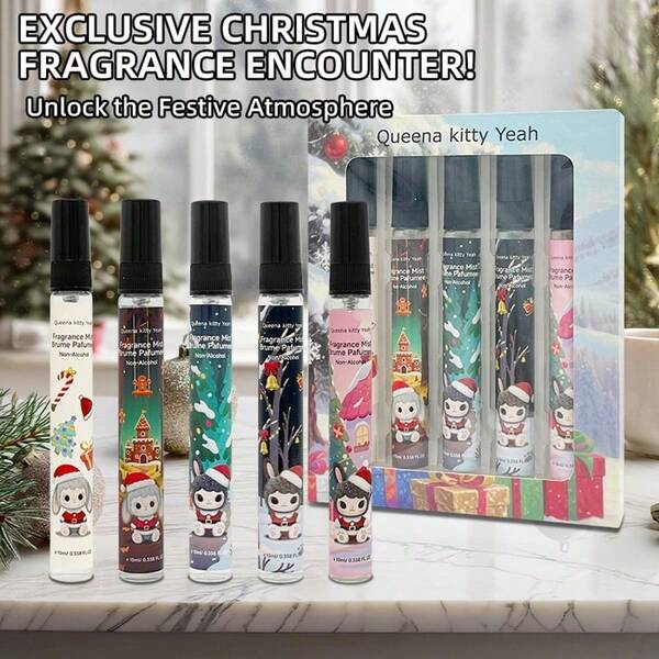 1pc/5pcs 10ml Air Freshener Spray Bottles, Fragrance Mist, Gift Box, Home Fragrance, Suitable For Car, Living Room, Bedroom, Bathroom And Office - Multi-Purpose Deodorizer Home Decor Christmas Decorations Room Decor Christmas, Christmas Gifts