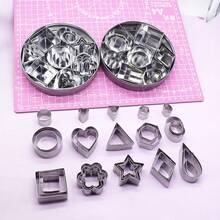 Stainless Steel Polymer Clay Cutter Set (24/30 Pcs) - Geometric Shapes Pottery Ceramic Clay Cutting Molds- Round, Star, Triangle, Heart, Flower, Square, Rectangle & Oval DIY Jewelry Pendant
