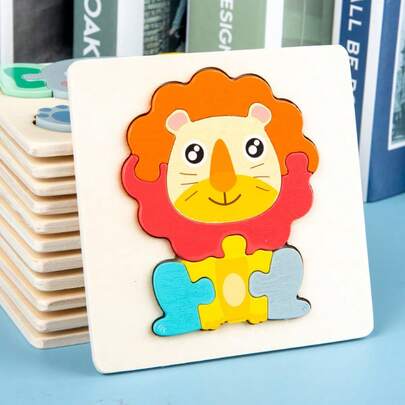 1 miếng ghép hình bằng gỗ nhiều màu sắc 10,7cm/4,21in dành cho trẻ em, hình động vật hoạt hình, xe cộ, đồ chơi giáo dục trẻ em