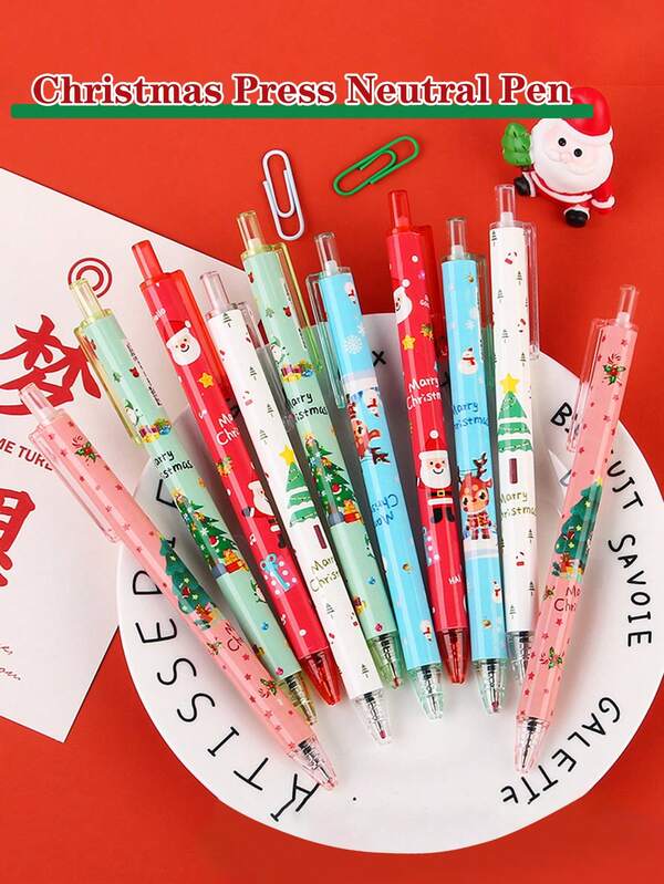 20 pezzi Penne gel natalizie, penne neutre di alta qualità con stampe di Babbo Natale e pupazzo di neve, adatte per studenti, esami e scrittura, regalo di Natale perfetto