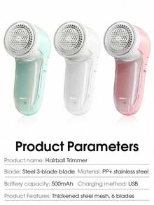 500mAh Rechargeable Electric Fabric Defuzzer, Efficient & Quick Removal Of Lint/Fuzz On Clothes, Stainless Steel Blade Head