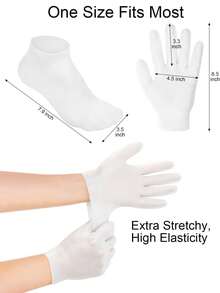 2 双硅胶保湿手套袜套装，防滑柔软 Spa 凝胶袜软化足部干裂皮肤，女士 Spa 修脚袜，用于足部手部软化，修脚后足部护理（粉色） - 白色 - 查看 4