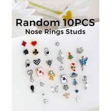 OUFER Nose Rings Studs, 20G Nose Rings Hoops, Random 10PCS Nose Piercing Jewelry, 316L Surgical Steel Nose Ring, Nose Studs For Women{"Style":"Mystery"} - 神秘 - 查看 5