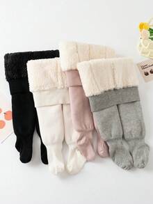 1 par de mallas para niños, leggings para bebés y niños pequeños, leggings de invierno gruesos y cálidos para niñas - Multicolor - Ver 1