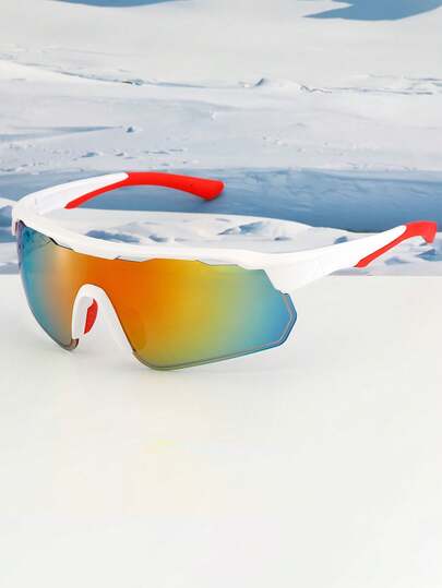 Unisex Dual-Tone Perforated Sports Glasses, Outdoor Cycling Glasses For Women, Large Frame Casual Outdoor Decorative Glasses Suitable For Travel And Daily Leisure