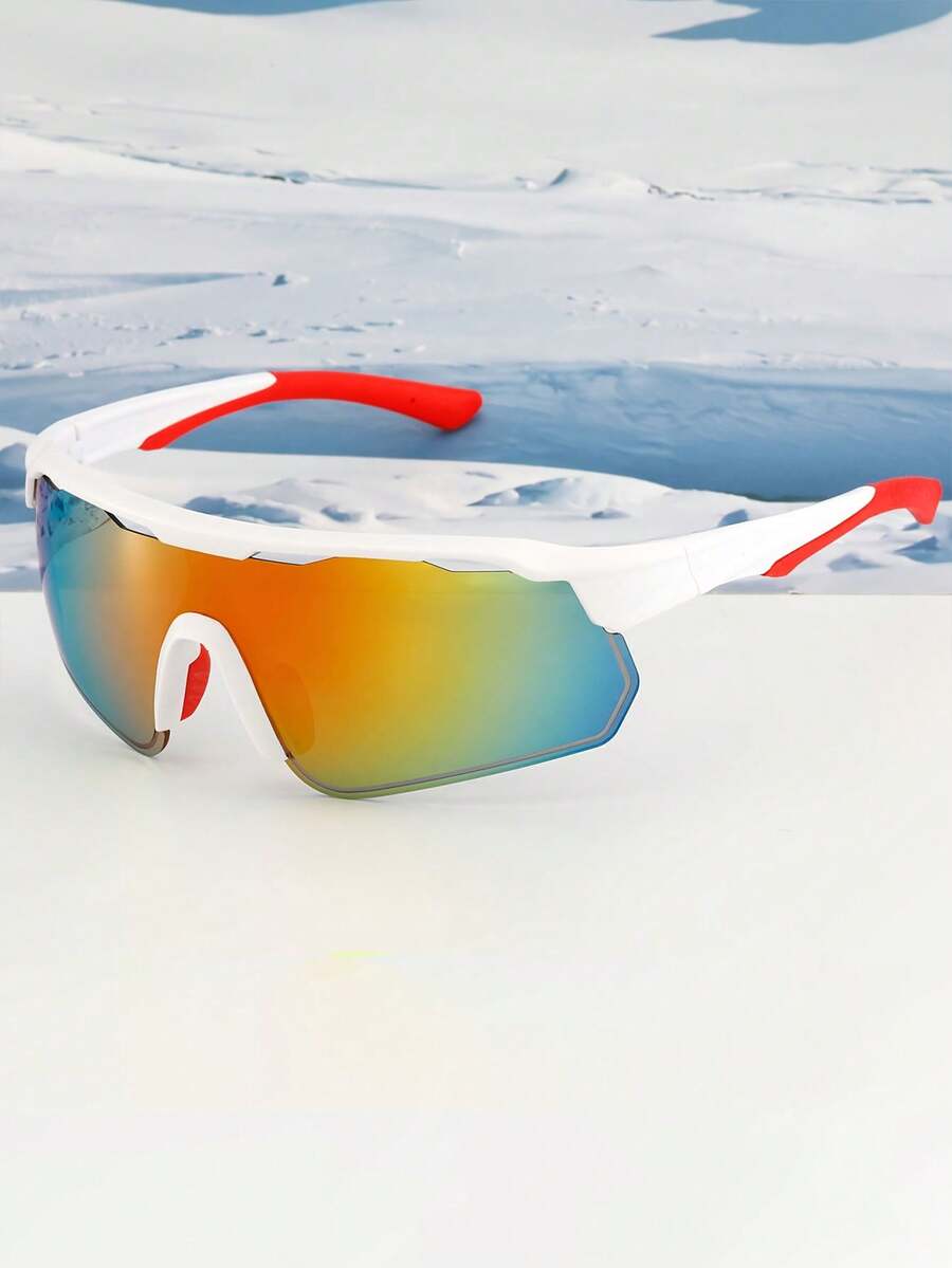 男女通用双色穿孔运动眼镜，女士户外骑行眼镜，大框休闲户外装饰眼镜，适合旅行和日常休闲佩戴 - 彩色 - 查看 1