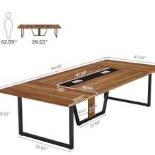 Mesa de conferencias de 8 pies, 94.49 pulgadas de largo x 47.24 pulgadas de ancho x 29.53 pulgadas de alto, mesa de podcast grande para 10 personas - Camel - Ver 3
