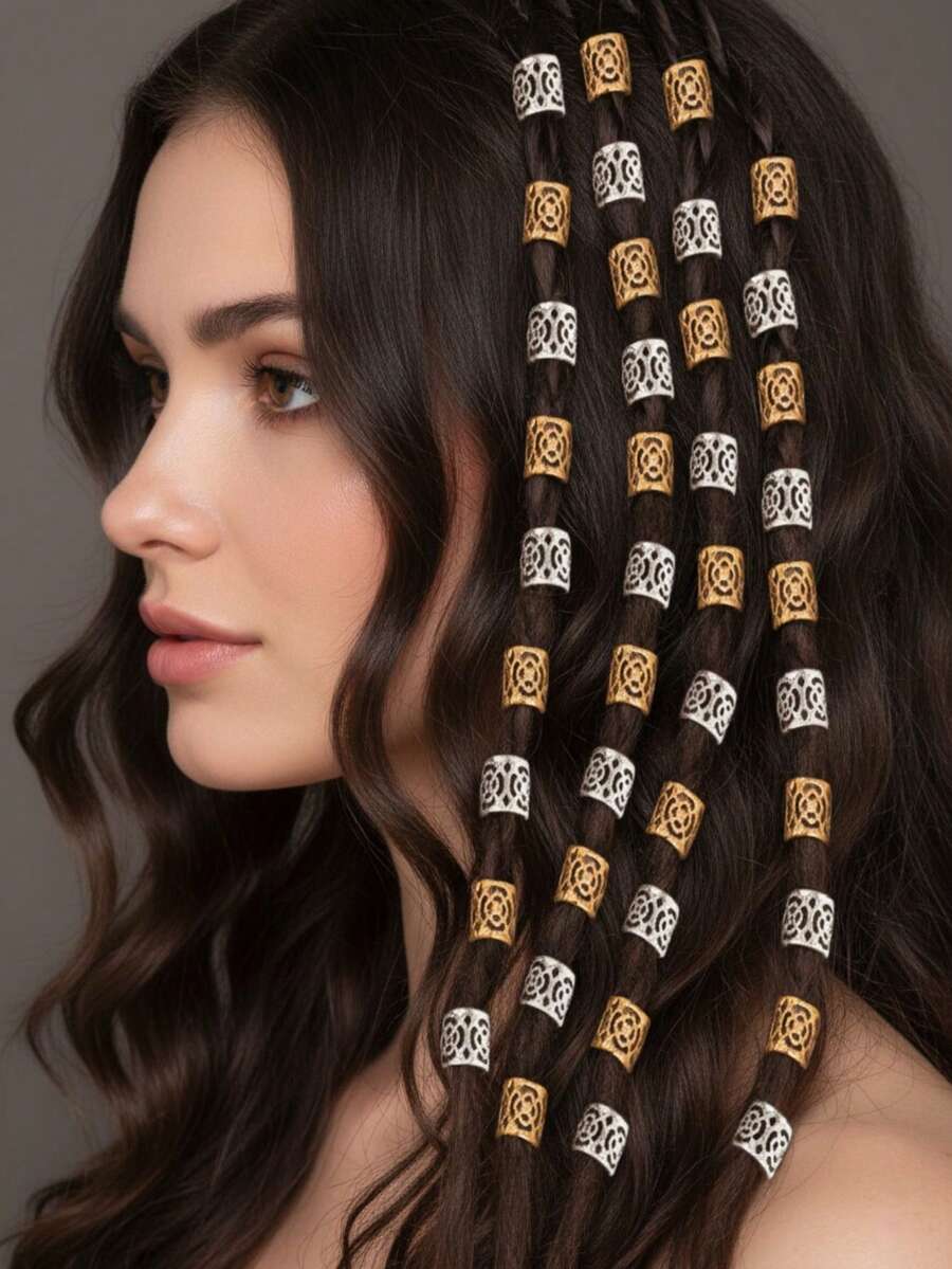 60 Stücke Göttin Zopf Schmuck - Boho Festival Haarschmuck