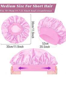 Satin Bonnet Silk Bonnet Hair Bonnet Jumbo Size For Sleeping Satin Bonnet Stretchy Tie Band For Women For Bedroom, Travel, Office, School Boy Valentine Heart Women's Valentine - Multicolor - View 10