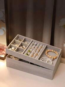 9 pezzi Vassoio in velluto per gioielli, organizer per gioielli con scomparti separati, espositore impilabile per orecchini, collane, bracciali, anelli, fermagli per capelli, fasce, ecc. San Valentino Ritorno a Scuola