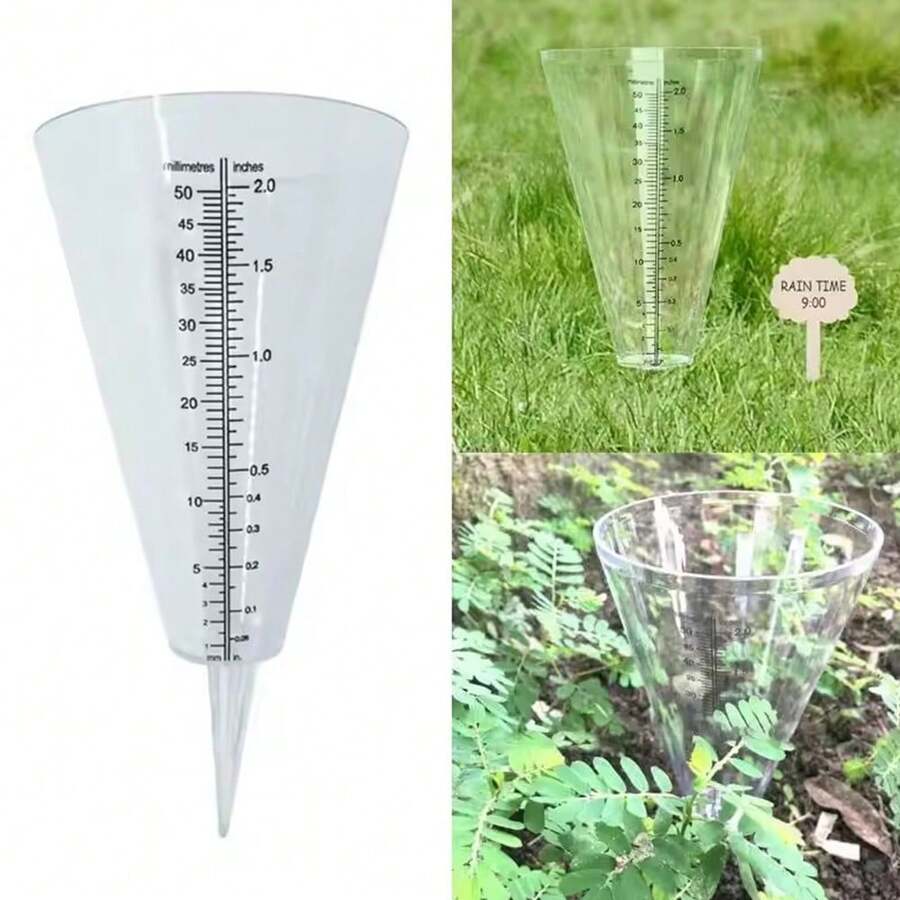 2PCS Cone Rain Gauge Measurement Ground Precipitation Garden Rainfall Measuring - White - View 1
