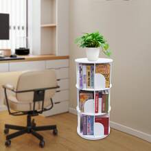 3-Tier Rotating Bookshelf, 360° Spinning PVC Bookcase Organizer With 12 Compartments, 3-Tier White PVC Bookcase With 12 Cubes, Spinning Desktop & Corner Organizer For Books, White Desktop & Corner Storage Shelf For Small Spaces, Bedroom, Office - 白色 - 查看 6