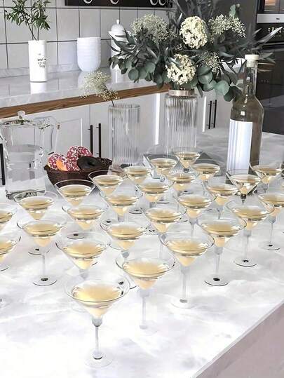 5/10/15/20PCS Elegant 5oz Plastic Martini Glasses - Perfect For Cocktails, Champagne & Desserts - Reusable, Party Cups For Weddings, Valentine's Day & More