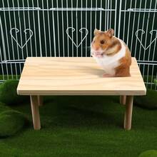 1件装仓鼠双层平台园艺用品，仓鼠平台，藤编材质，可攀爬的木桌仓鼠玩具，适合小型宠物