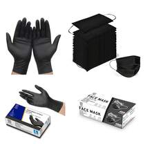 100Pcs 3.5Mil Black Disposable Nitrile Gloves+50pcs Disposable Black Mask, Water Resistant, Powder-Free, Latex-Free, Non-Sterile, Outdoor Food Household Cooking Cleaning Hair Nail Tattoo Salon - 黑色 - 查看 12