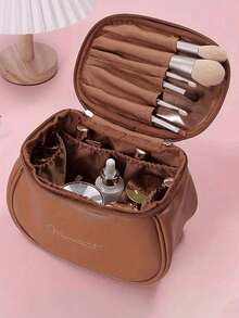 High Quality PU Travel Makeup Bags, Multifunctional Travel Storage Bag, Large Capacity Travel Cosmetic Bag, Cosmetics Organization And Storage, Makeup Organization, Cosmetic Storage Bag, Skin Care Bag, Travel Accessories, Travel Essentials, Cruise Essentials, Jewelry Storage, Lip Polish Storage, Nail Polish Storage Make Up Bag - Multicolor - View 2