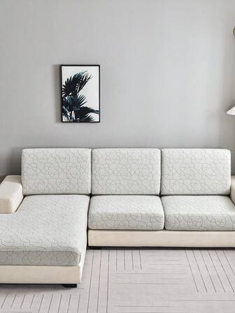 1 件 3D 星毛绒冬季沙发套，牛奶丝弹力印花沙发套，4 件套沙发垫套装，适合所有季节