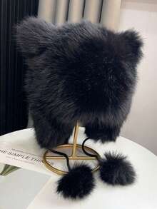 Neue Winter Dicke Waschbär Winddichte und Kälte schützende Ohrenmütze mit süßen Fuchsohren, kleiner Plüschhut für Mädchen und Studenten für Outdoor-Festivals, vielseitig modische gestrickte Mütze
