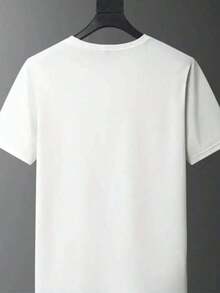 Men's Casual Crew Neck T-Shirt With "Casa Blanca" Letter Print - Lightweight And Stretchy Fabric For Spring And Summer, All Season T-Shirt - 白色 - 查看 3