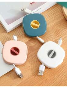 1 Pc ABS Square Cable Winder, 1 Pc Portable Rotatable Data Cable & Earphone Winder (With Phone Holder), 1 Pc Charging Cable Storage Box, 1 Pc Cable Management Organizer