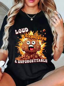 100% Cotton Diarrhea Poop Meme Loud, Explosive, & Unforgettable Funny T-Shirt Women's Men's Summer Vacation Soft Tee Relaxed Fit Classic Comfort Tops - Black - View 5