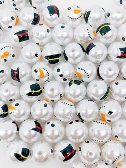 2/5 peças de contas de acrílico para caneta de Natal para fazer joias, boneco de neve, floco de neve, rosto sorridente, contas espaçadoras de sino, decoração de Natal faça você mesmo, pulseira, colar, pingente, acessórios feitos à mão