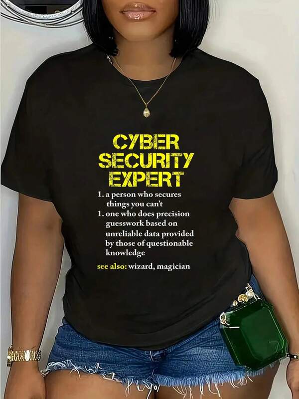 Koszulka damska męska na wakacje letnie, miękka, luźna, klasyczna, wygodna, wykonana w 100% z bawełny, z napisem "Cybersecurity Geek Computer Science Software Engineer"