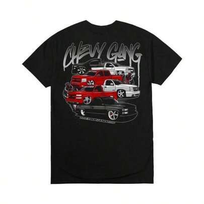 1 pieza Camiseta gráfica Chevy Gang Camiseta de algodón para hombres Camiseta Chevy de la vieja escuela Camiseta de camión Chevy clásica Ropa casual para hombres 4X6GFV Regalo para él Regalos, Camisetas gráficas 180g 100% algodón