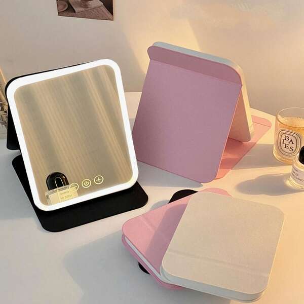 Belovedone Specchio per trucco LED portatile e pieghevole, ideale per dormitori di studenti, salotto, camera da letto e specchi per il bagno, decorazione per la casa, accessori da viaggio, regali per matrimoni, feste e compleanni, accessori per il trucco, specchi, specchi da toeletta, mini specchi, specchi piccoli, specchi a mano