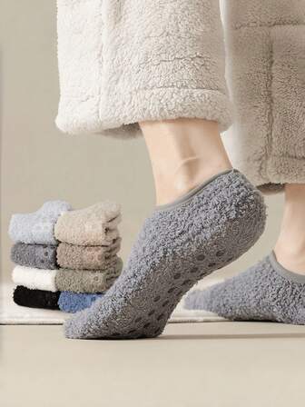 1/3双装女士加厚休闲室内地板袜，适合秋冬季穿着