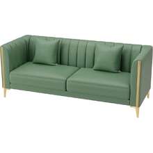 78'' Sofa, Green Couches For Living Room With 2 Throw Pillows, Comfy Faux Leather Couch 3 Seater Sofa With Gold Metal Legs, Modern Sofa Couch Deep Seat Sofas (Green),25014856 - 金色 - 查看 1