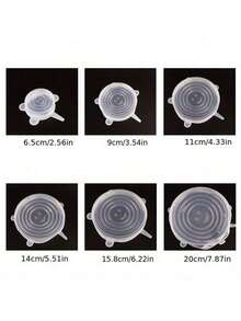 6-Piece Silicone Food Storage Lids, Elastic Bowl Covers For Dustproofing, Fruit Preservation Sealing Lids, Universal Food Storage Lids, Reusable Storage Bowl Lids, Multi-Size Fruit And Vegetable Preservation Lids - trắng - Xem 6
