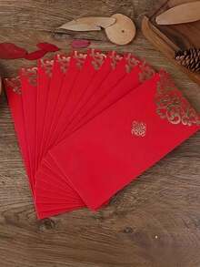 10 pezzi Buste regalo per denaro, buste per banconote/valuta natalizie, buste per denaro con design in lamina d'oro, perfette per feste, vacanze, Capodanno, famiglie, amici, buste rosse, ideali per decorazioni del Capodanno cinese, per regalare denaro portafortuna e come collezione unica - Multicolore - Visualizzare 2