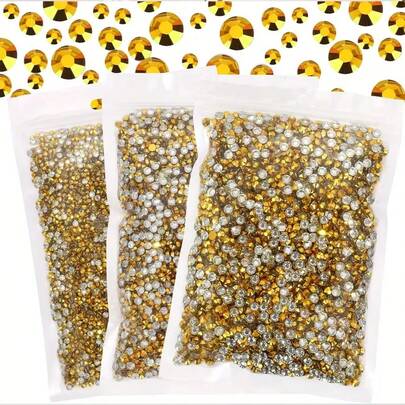 6000 piezas de Rhinestones de resina planos dorados, 2mm 3mm 4mm 5mm Rhinestones de resina planos brillantes sin fijación en caliente para manualidades de joyería DIY, accesorios, decoración de zapatos, decoración de ropa con rhinestones, decoración de bolsos
