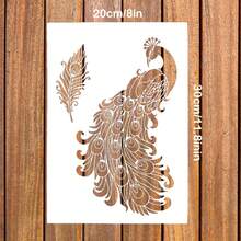 1 Stück Pfau DIY Vorlage, geeignet für Kunst, Wandmalerei, Scrapbooking, Ausmalen, Prägung, Fotoalbum Dekorations Papier Kartenvorlage