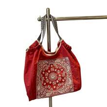 Bolso de mano floral para mujer, moderno bolso de hombro informal, bolso grande para uso diario en la oficina y viajes. - Rojo - Ver 6
