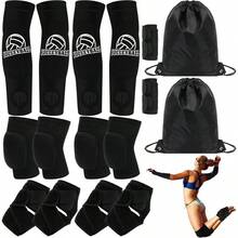 Juego de 2 accesorios de voleibol de playa que incluye voleibol, rodilleras, mangas de brazo, soporte de tobillo, protector deportivo para dedos, bolsa de cordn para principiantes que - Negro - - Ver 2