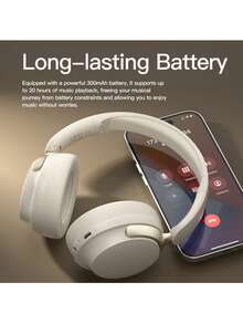 Auriculares inalámbricos Bluetooth 5.4 supraaurales Yisen YJS-107, estéreo HIFI, plegables, con micrófono con cancelación de ruido integrado, para deportes al aire libre, juegos y entretenimiento. Ideales para todos. - Beis - Ver 3